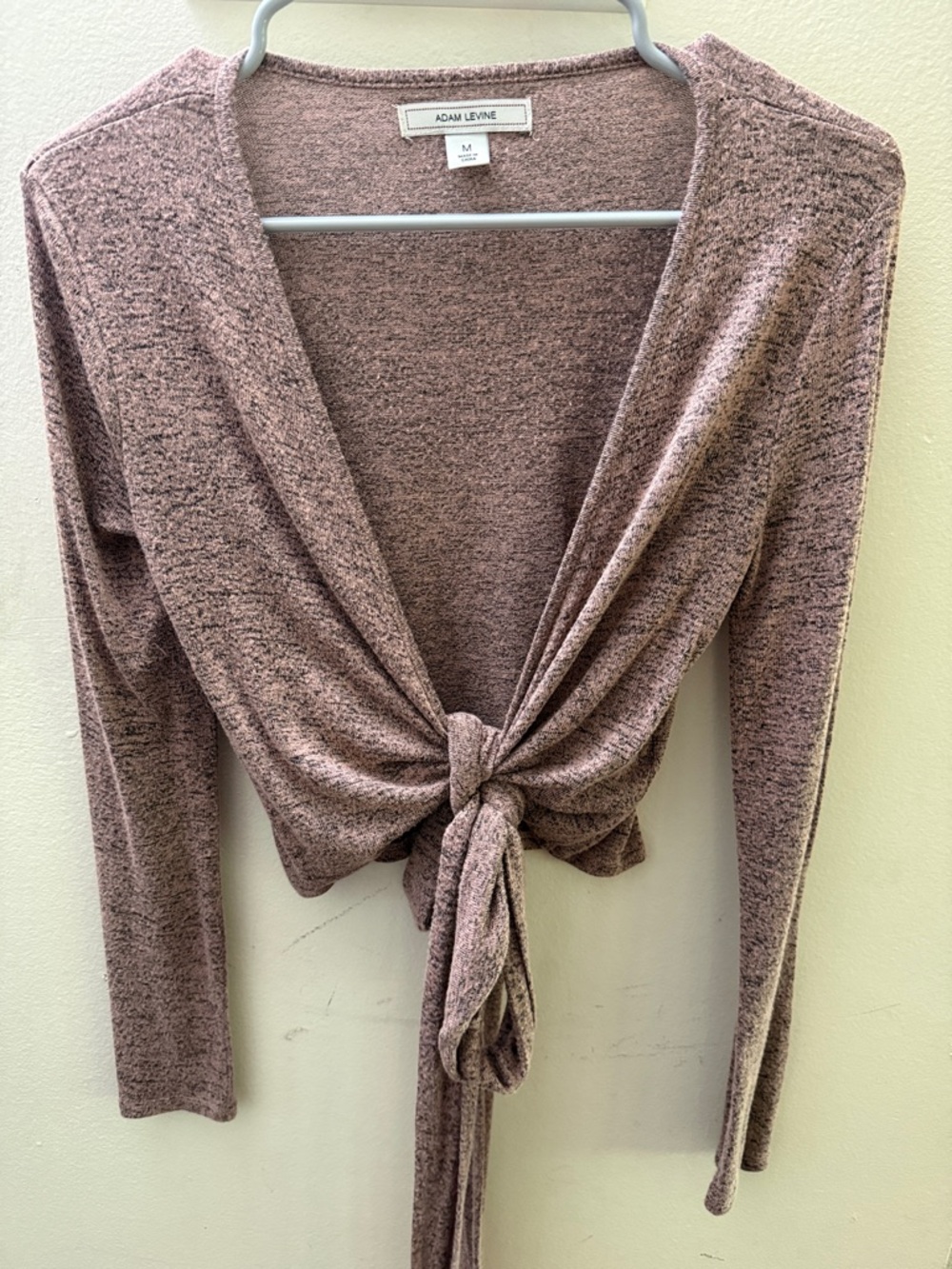 Adam Levine Collection Dusty Mauve Knit Tie-Front Long Sleeve Top